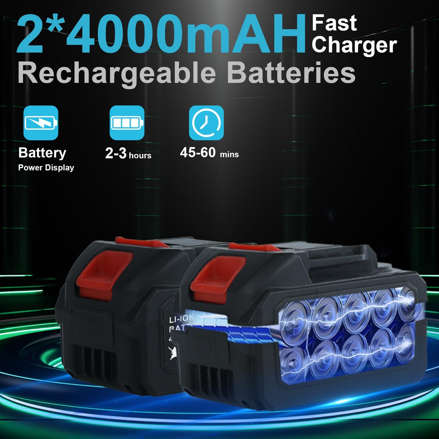 Huhomco Hidrolavadora a Batería Portátil, 1450 PSI / 100 Bar, con 2 Baterías de 4000 mAh y Cargador, Compacta y Apta para Lavado de Balcones y Coches