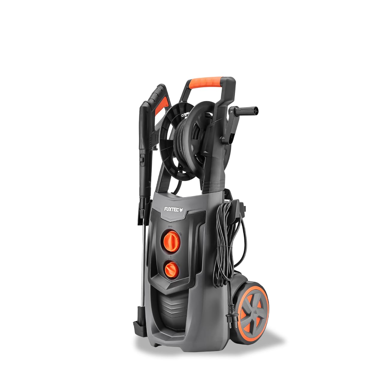 FUXTEC Hidrolimpiadora Profesional FX-HDRP2500 2500W 195 Bar con Manguera de Alta Presión de 7m, Caudal de 468 l/h, Varios Patrones de Pulverización y Tanque de Limpieza Integrado