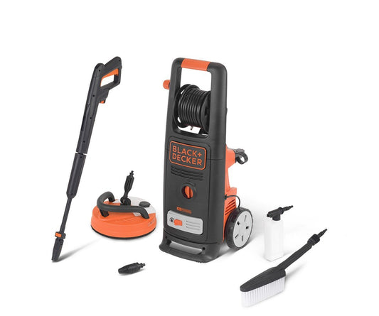 Black+Decker Hidrolimpiadora de Alta Presión BXPW2000PE, 2000 W, 140 Bar, 440 l/h, con Limpiador de Patios y Cepillo Fijo