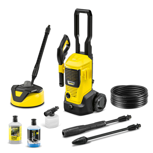 Kärcher Hidrolimpiadora K 4 FJ Home, presión: máx. 130 Bar, caudal: 420 l/h, Rendimiento de Superficie: 30 m²/h, Incl. Kit para el hogar y Boquilla de Espuma, Amarillo