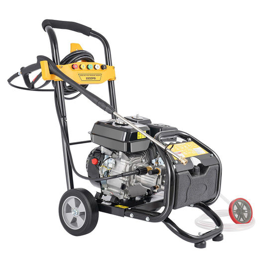 7.5HP Hidrolimpiadora Gasolina de Alta Presión Lavadora 3400RPM Lavadora Portátil, Incluyendo Cinco Boquillas Se Puede Utilizar Para La Limpieza De Suelos, Plantas, Vehículos, etc